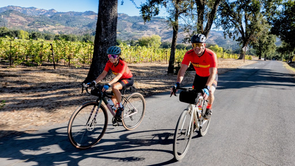 Cyclists riding in Napa Valley
